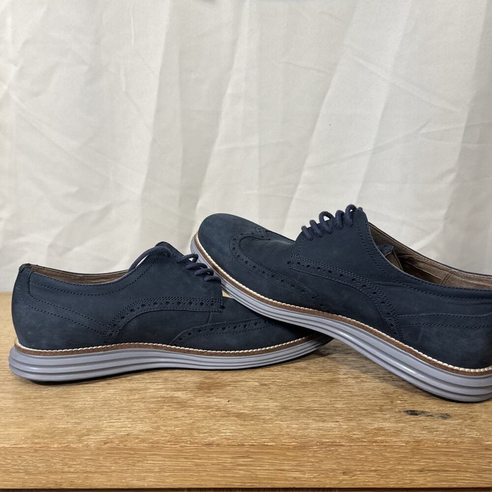 Cole Haan Grand OS Wingtip Oxford Derby Shoes Navy Nubuck Leather Men’s 10 - Picture 7 of 7